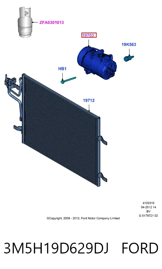 Компрессор кондиционера 3M5H19D629DJ Ford