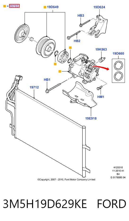 Компрессор кондиционера 3M5H19D629KE Ford