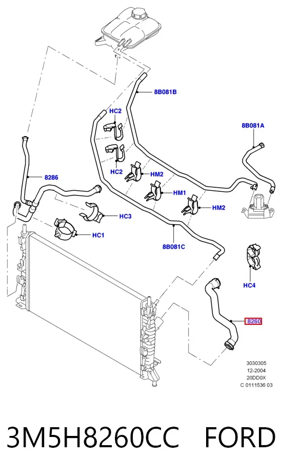Патрубок радиатора 3M5H8260CC Ford