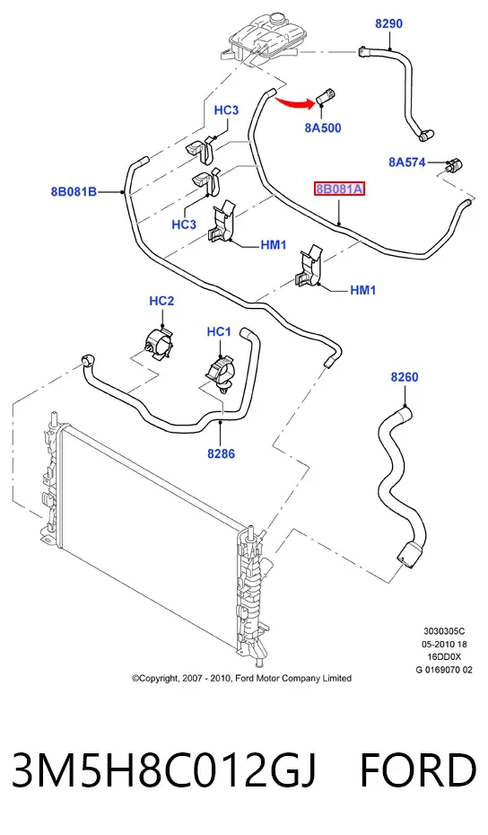 Шланг отопителя обратка 3M5H8C012GJ Ford