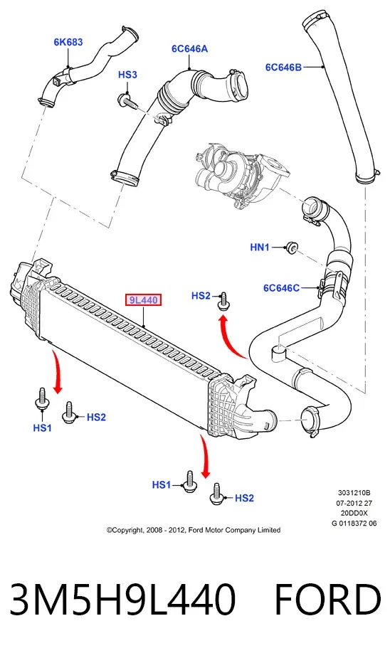 Интеркулер 3M5H9L440 Ford