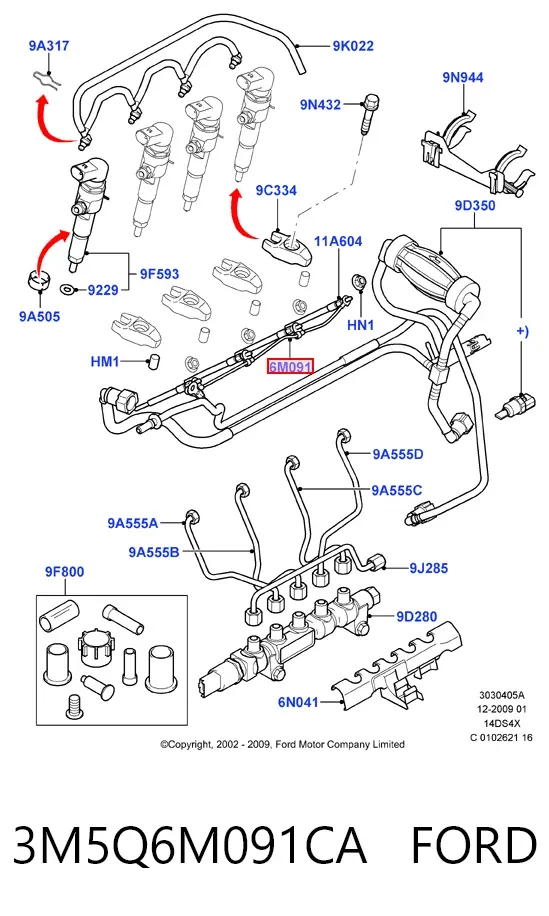 Провод свечей накала 3M5Q6M091CA Ford