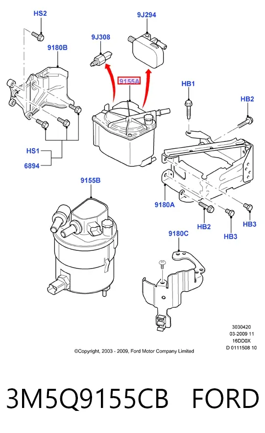 Топливный фильтр 3M5Q9155CB Ford