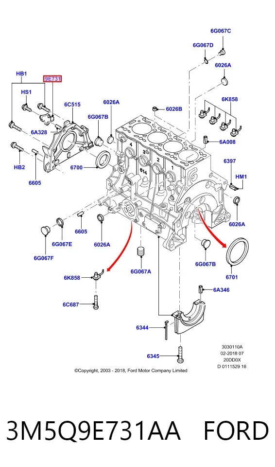 Датчик коленвала 3M5Q9E731AA Ford