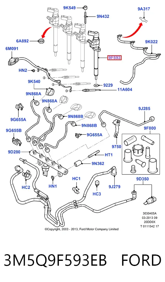 Топливные форсунки 3M5Q9F593EB Ford
