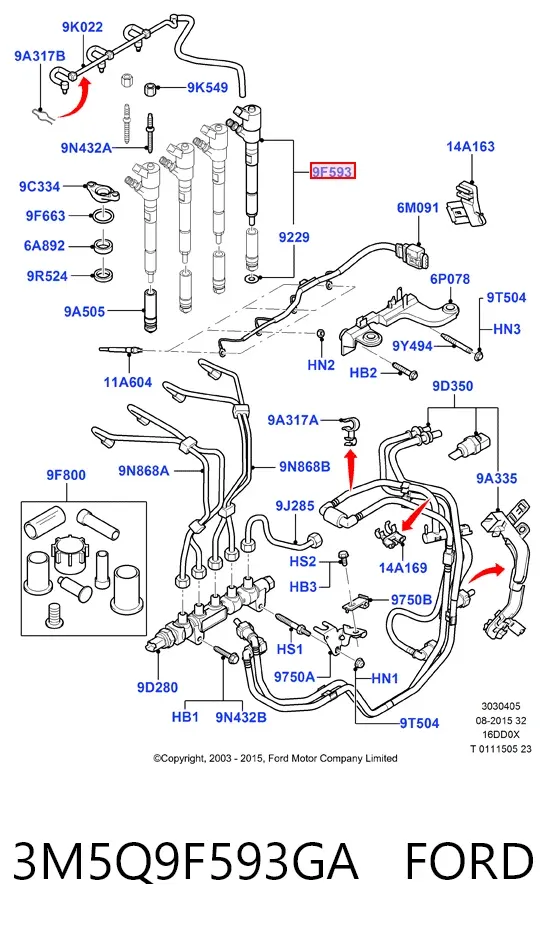 Топливные форсунки 3M5Q9F593GA Ford