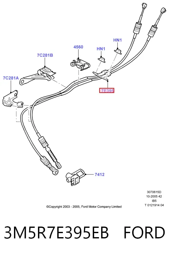 Трос переключения передач 3M5R7E395EB Ford