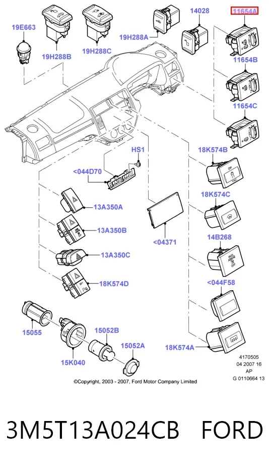 Переключатель света фар на "торпедо" 3M5T13A024CB Ford