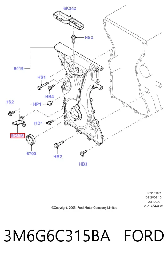 Датчик коленвала 3M6G6C315BA Ford