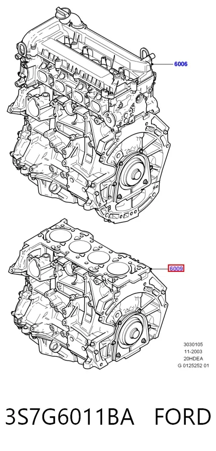 Блок цилиндров двигателя 3S7G6011BA Ford