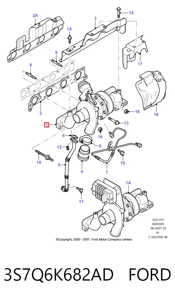 Турбина 3S7Q6K682AD Ford