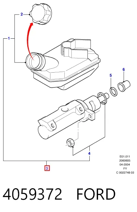 Главный тормозной цилиндр 4059372 Ford