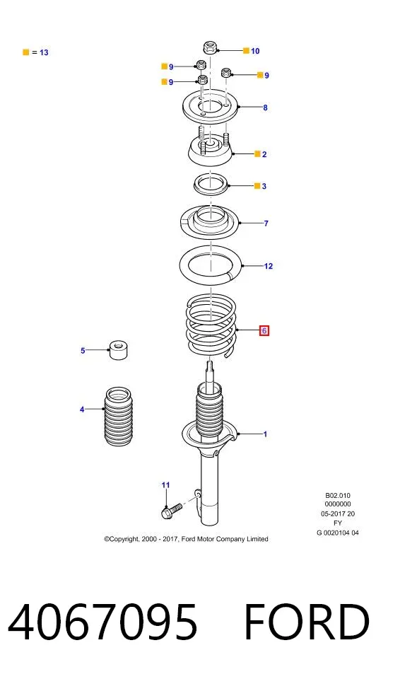 Передняя пружина 4067095 Ford
