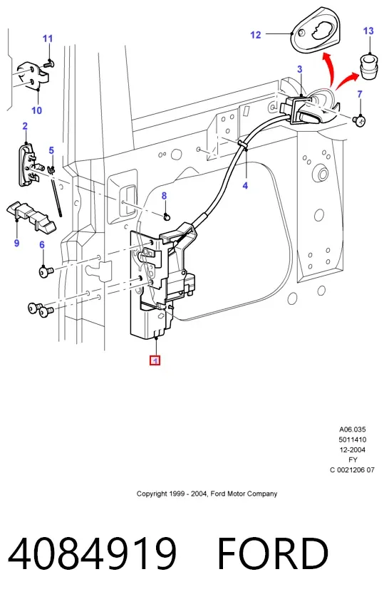 Замок водительской двери 4084919 Ford