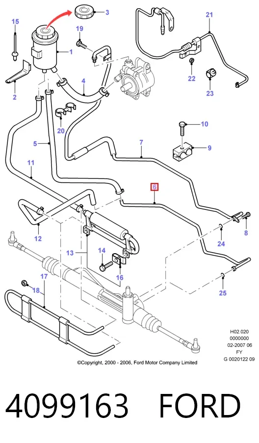 Шланг ГУР от рейки к бачку 4099163 Ford