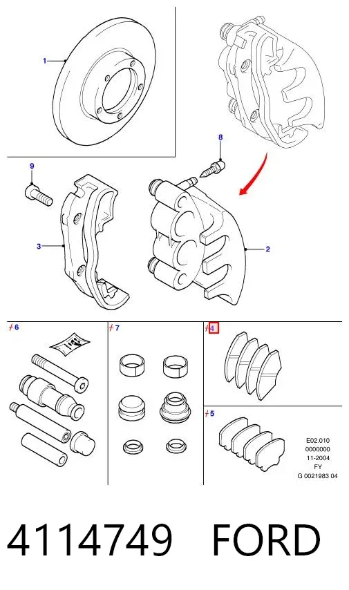 Передние тормозные колодки 4114749 Ford