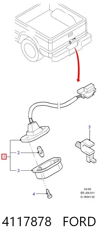 Фонарь подсветки номерного знака 4117878 Ford