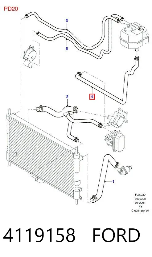 Шланг расширительного бачка нижний 4119158 Ford