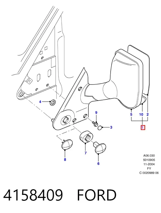 Правое зеркало 4158409 Ford