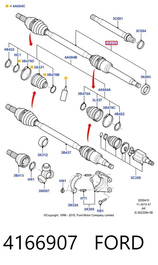 Правая полуось 4166907 Ford