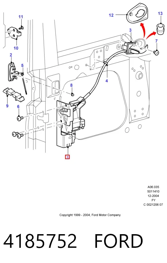 Замок передней правой двери 4185752 Ford