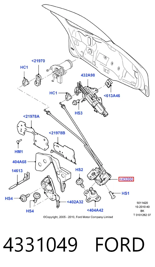 Замок багажника 4331049 Ford