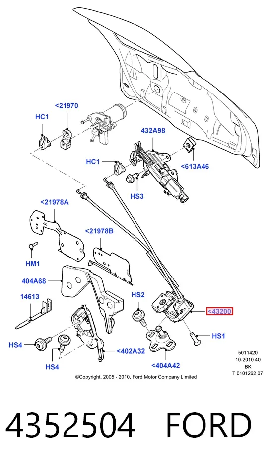 Замок багажника 4352504 Ford