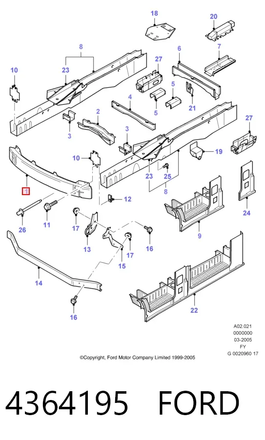 Усилитель переднего бампера 4364195 Ford