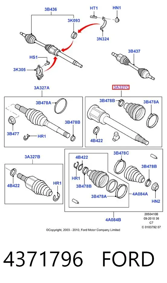 ШРУС внутренний правый 4371796 Ford