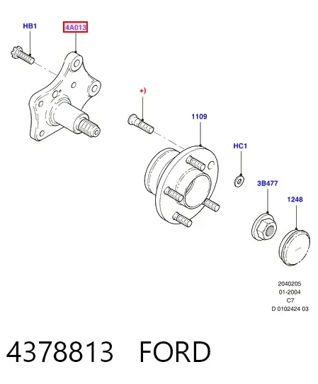 Цапфа задняя правая 4378813 Ford