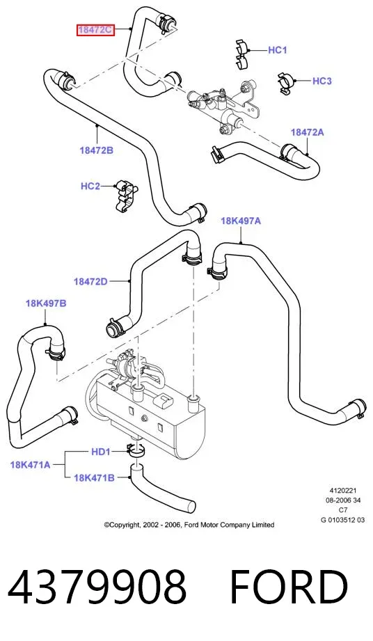 Шланг отопителя обратка 4379908 Ford