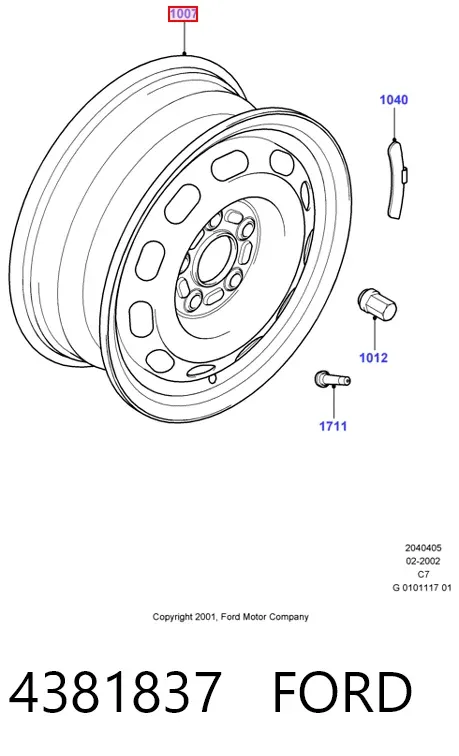 Диски колесные стальные (штампованные) 4381837 Ford