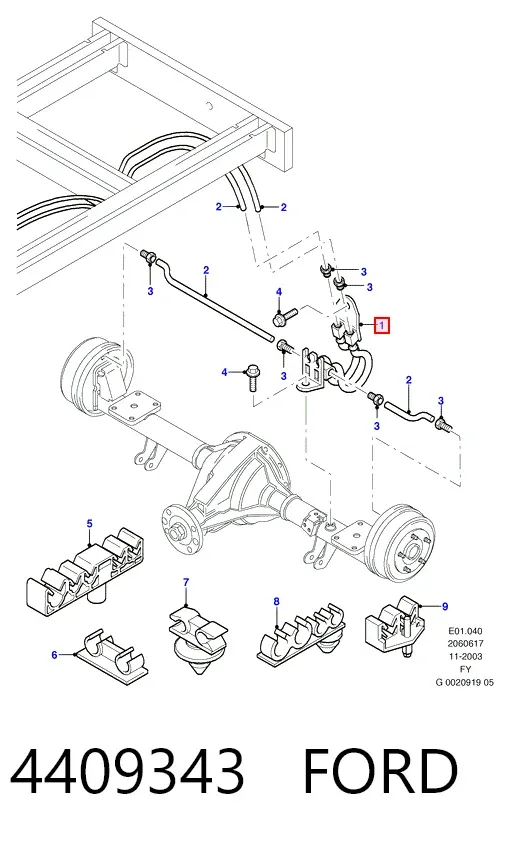 Задний тормозной шланг 4409343 Ford