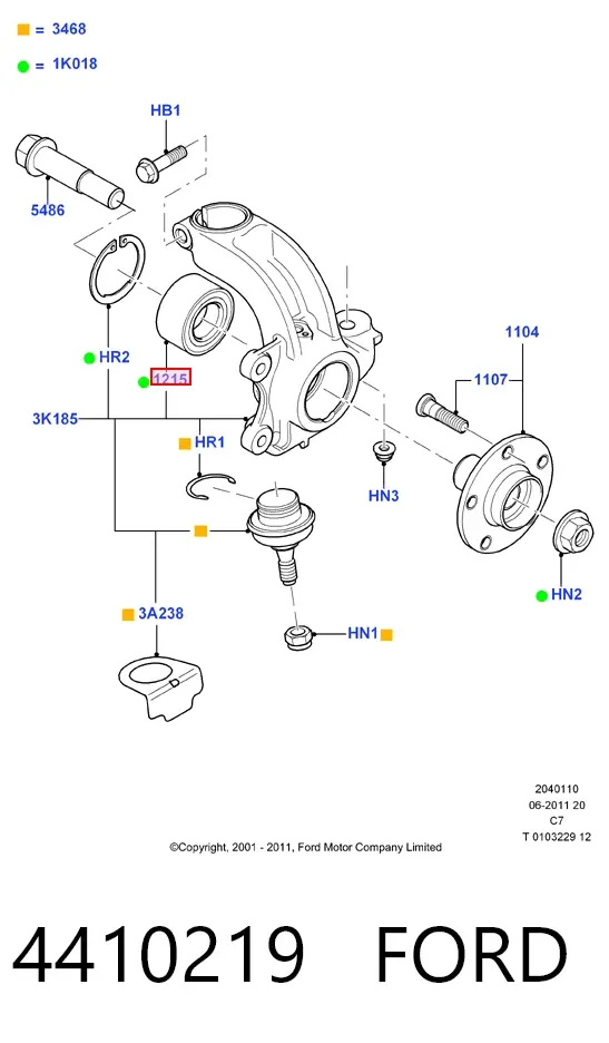 Подшипник ступицы 4410219 Ford