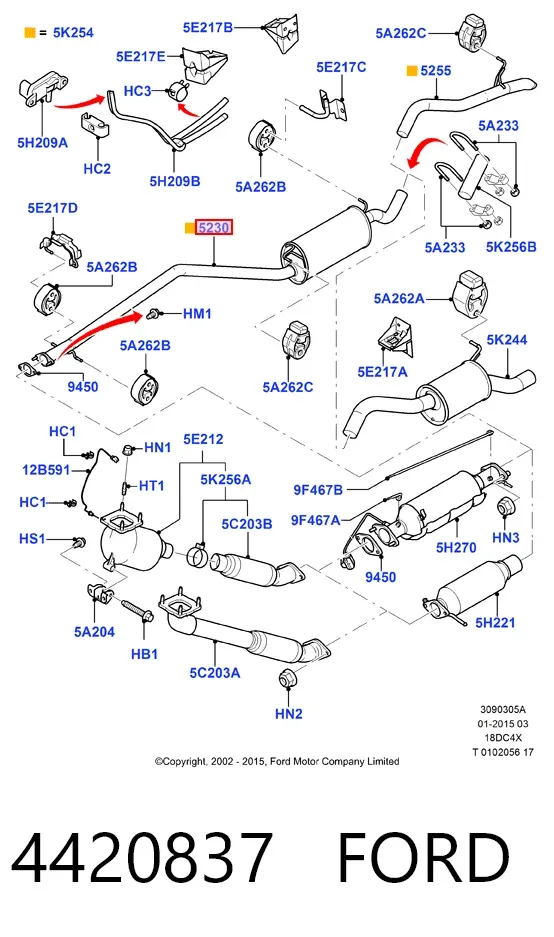 Центральная часть глушителя 4420837 Ford