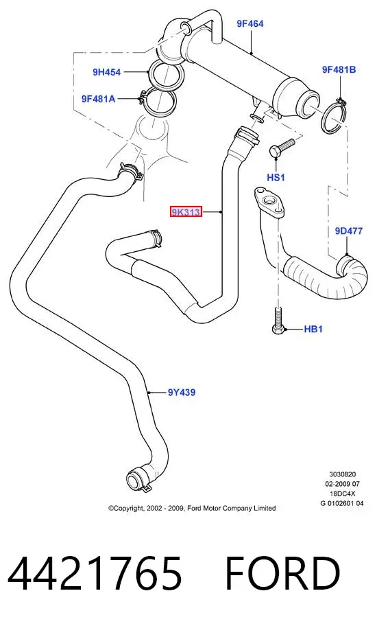 Шланг (патрубок) радиатор EGR, обратка 4421765 Ford