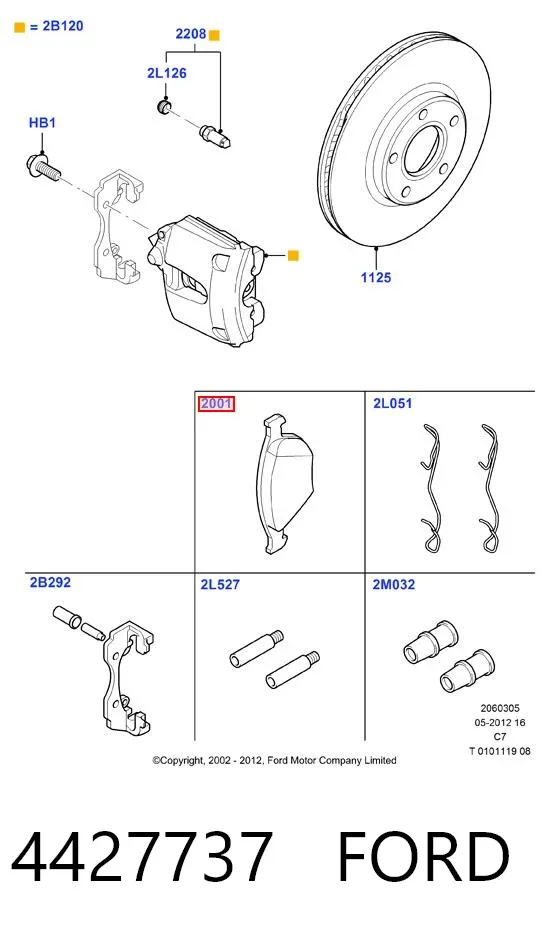 Передние тормозные колодки 4427737 Ford