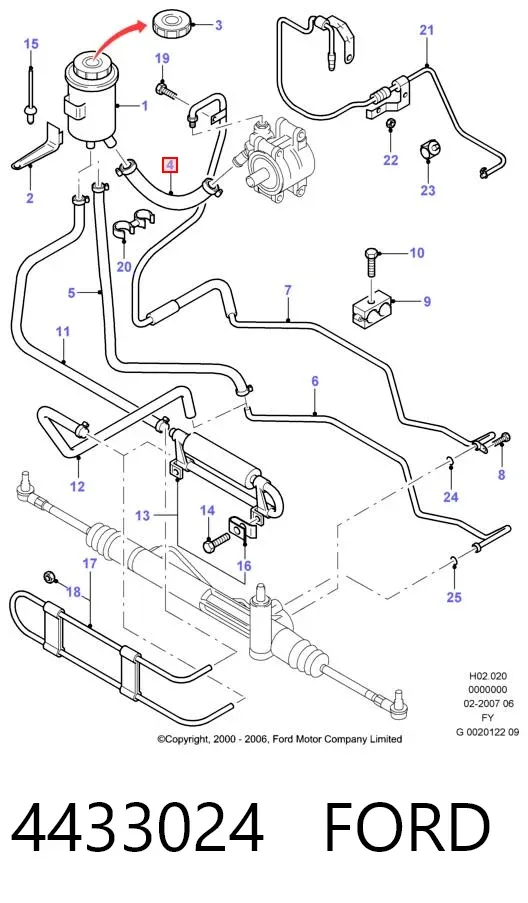 Шланг ГУР низкого давления, от бачка к насосу 4433024 Ford