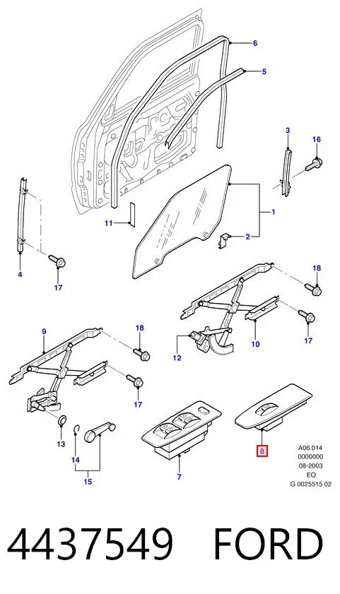 Кнопка включения мотора стеклоподъемника передняя левая 4437549 Ford