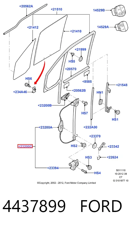 Стеклоподъемник передней левой двери 4437899 Ford