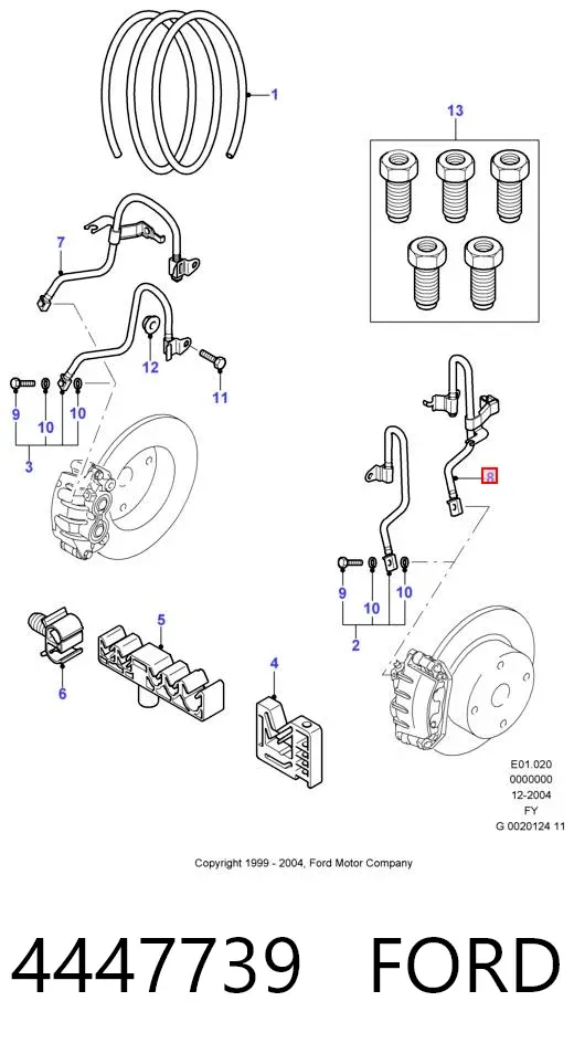 Шланг тормозной передний левый 4447739 Ford