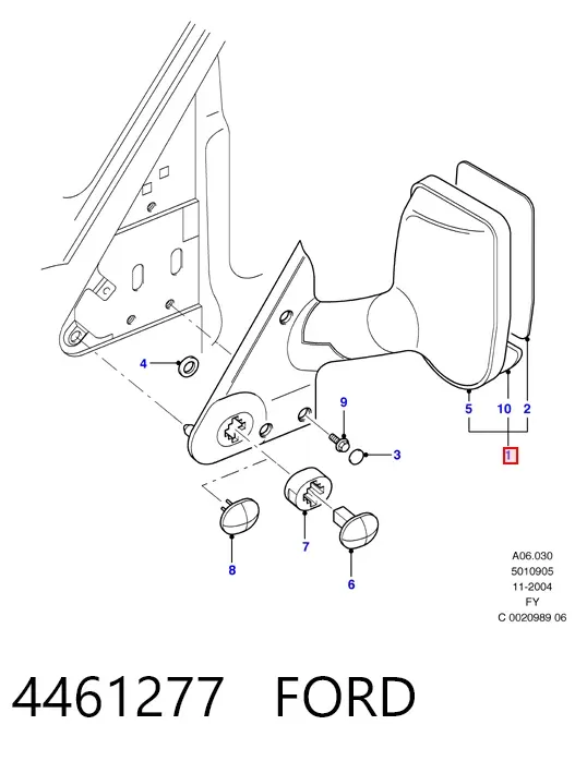 Правое зеркало 4461277 Ford