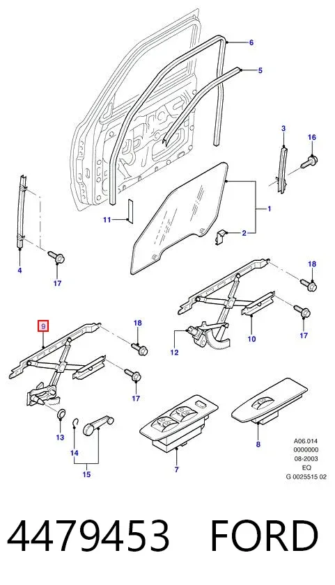 Стеклоподъемник передней левой двери 4479453 Ford