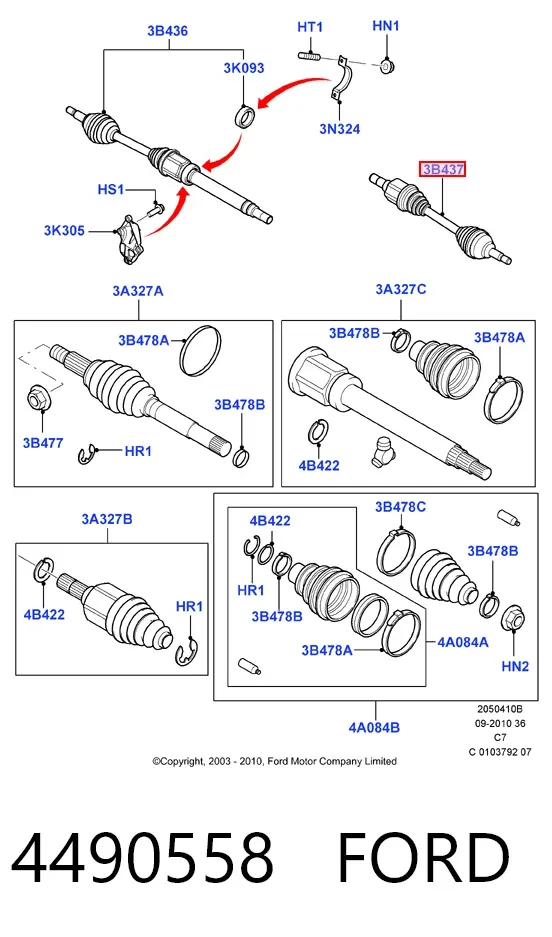 Левая полуось 4490558 Ford