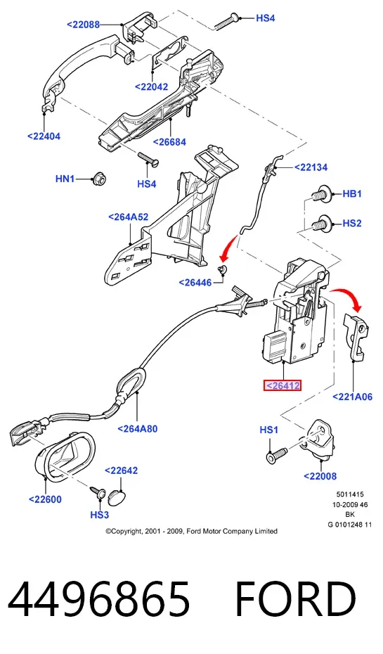 Замок двери задней правой 4496865 Ford