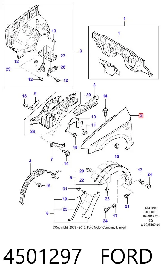 Крыло переднее левое 4501297 Ford