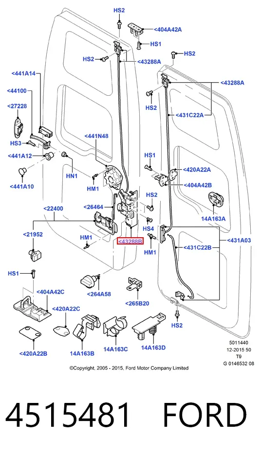 Замок двери задней правой распашной 4515481 Ford