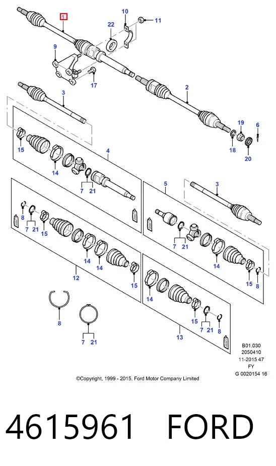 Правая полуось 4615961 Ford