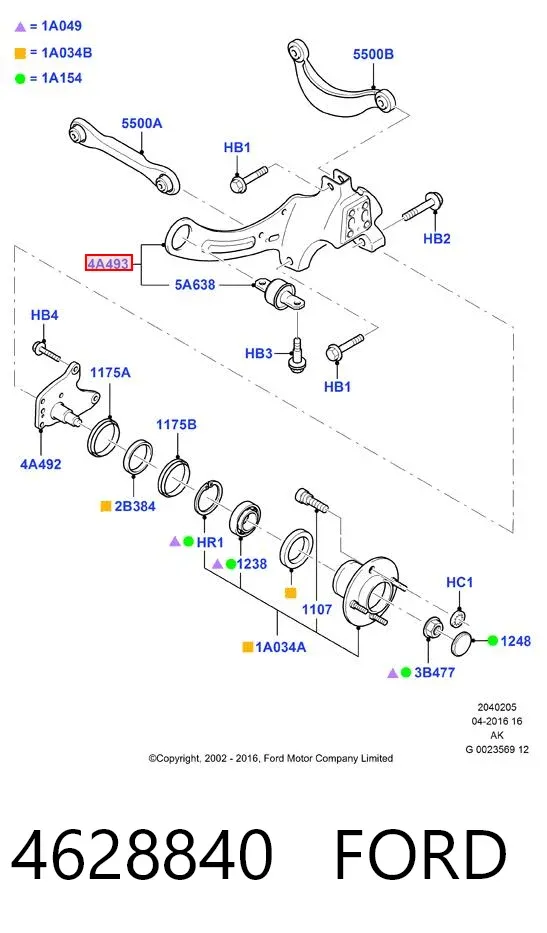 Рычаг (тяга) задней подвески продольный нижний правый 4628840 Ford
