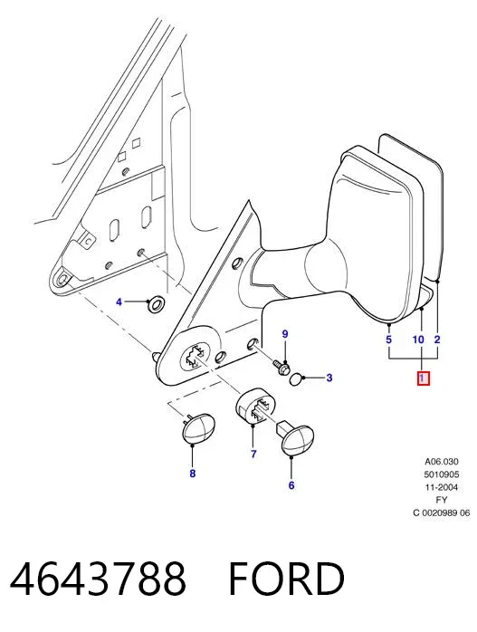 Левое боковое зеркало 4643788 Ford